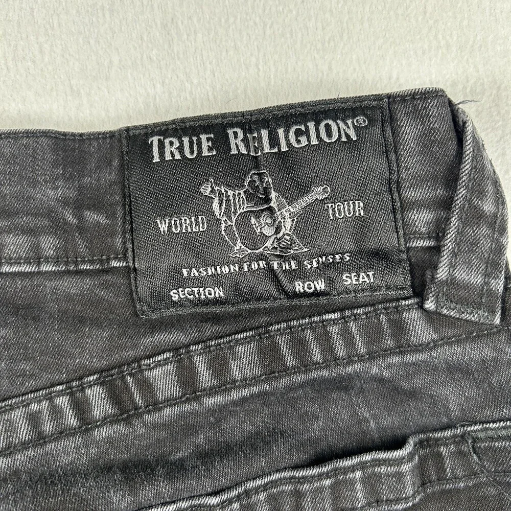 True Religion Geno Relaxed Slim Jeans Mens 29x30 Charcoal Gray Denim Tapered